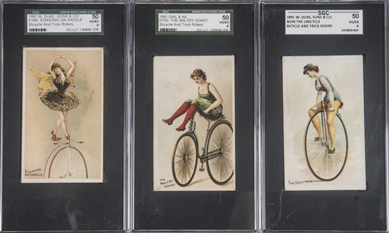 1891 N100 Duke/Gail & Ax "Bicycle and Trick Riders" Graded Collection (13 Different)